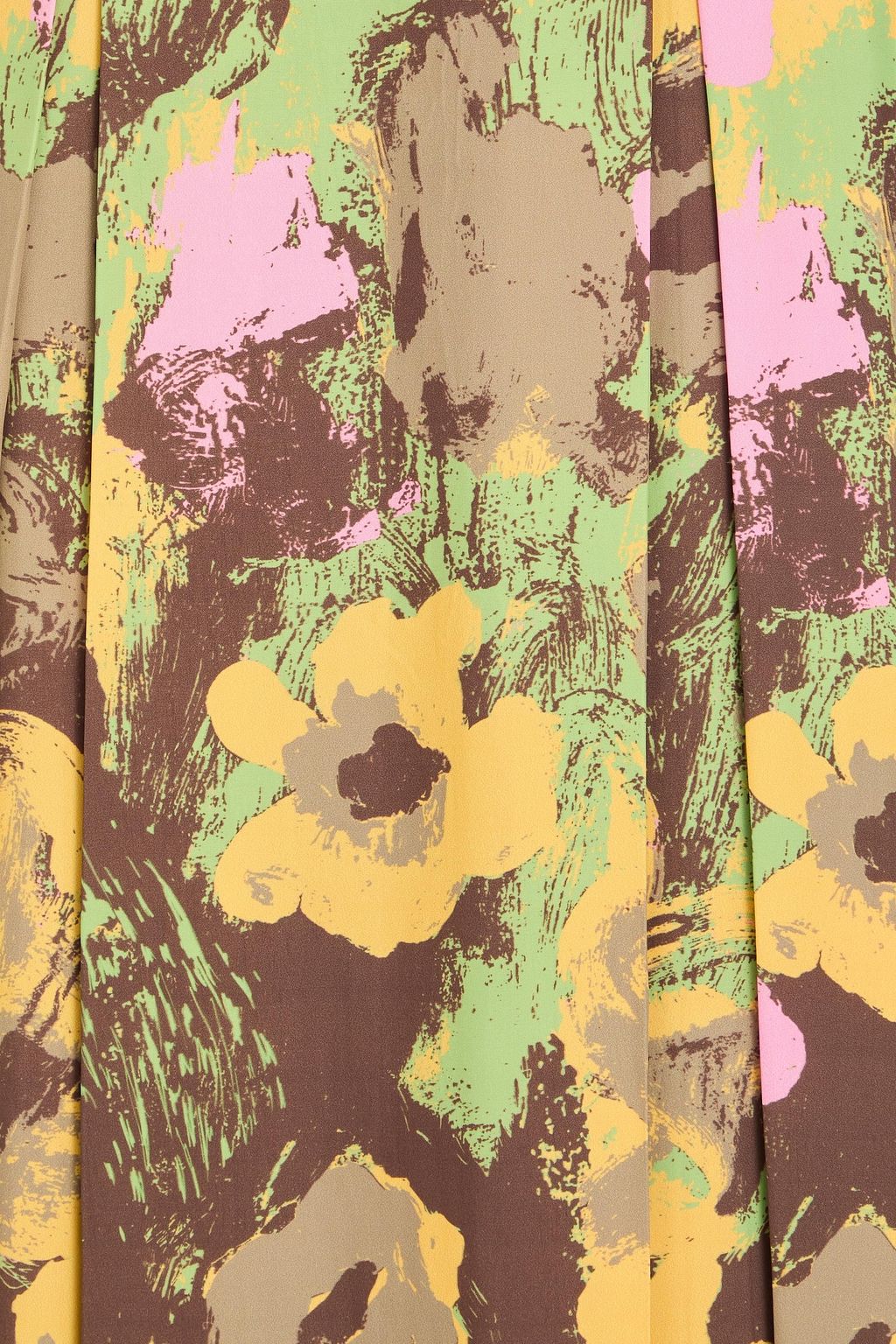 REJINA PYO Malia pleated printed crepe de chine midi skirt