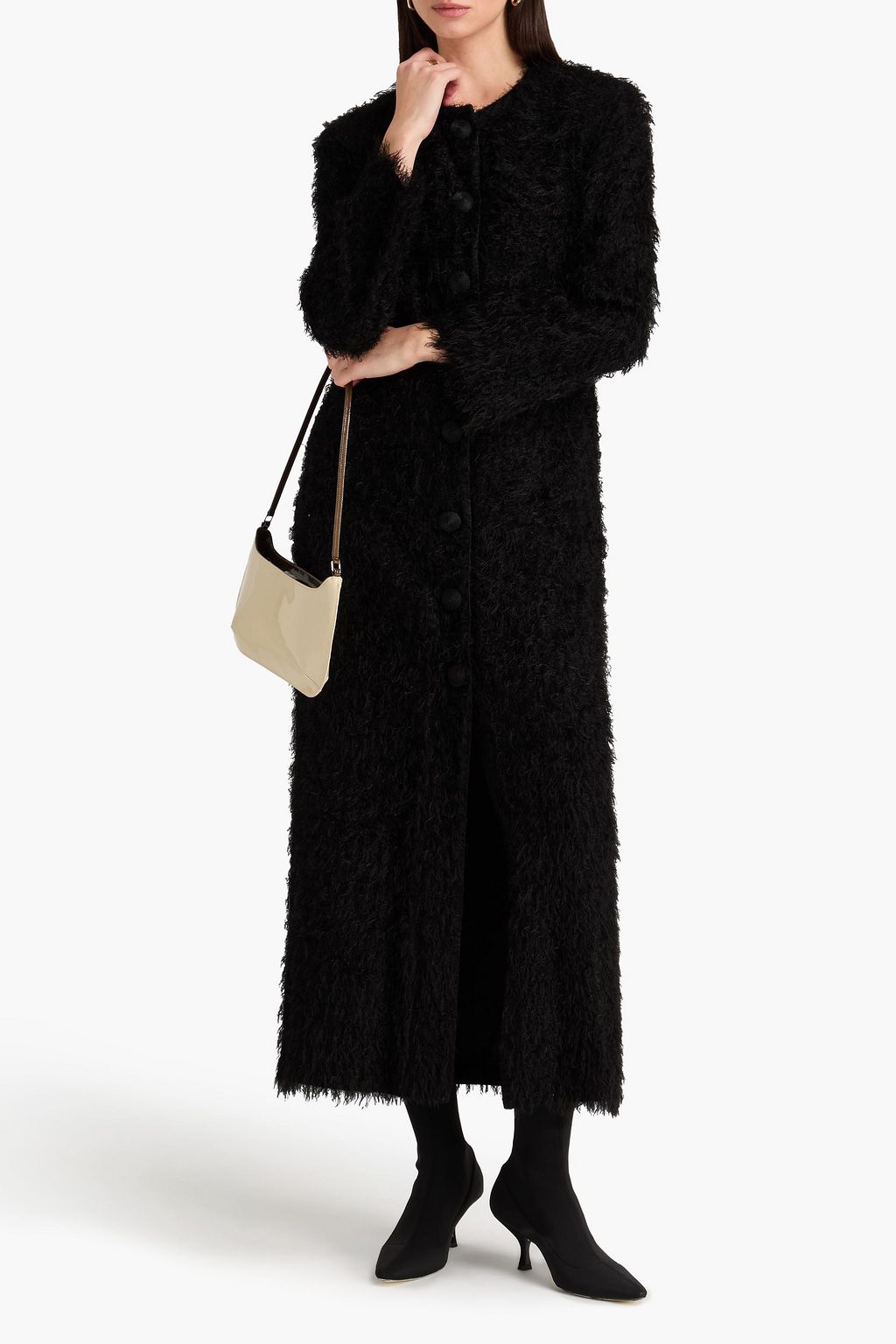 BY MALENE BIRGER فستان متوسط الطول "سوزينا" من نسيج محبوك بحواف منسّلة