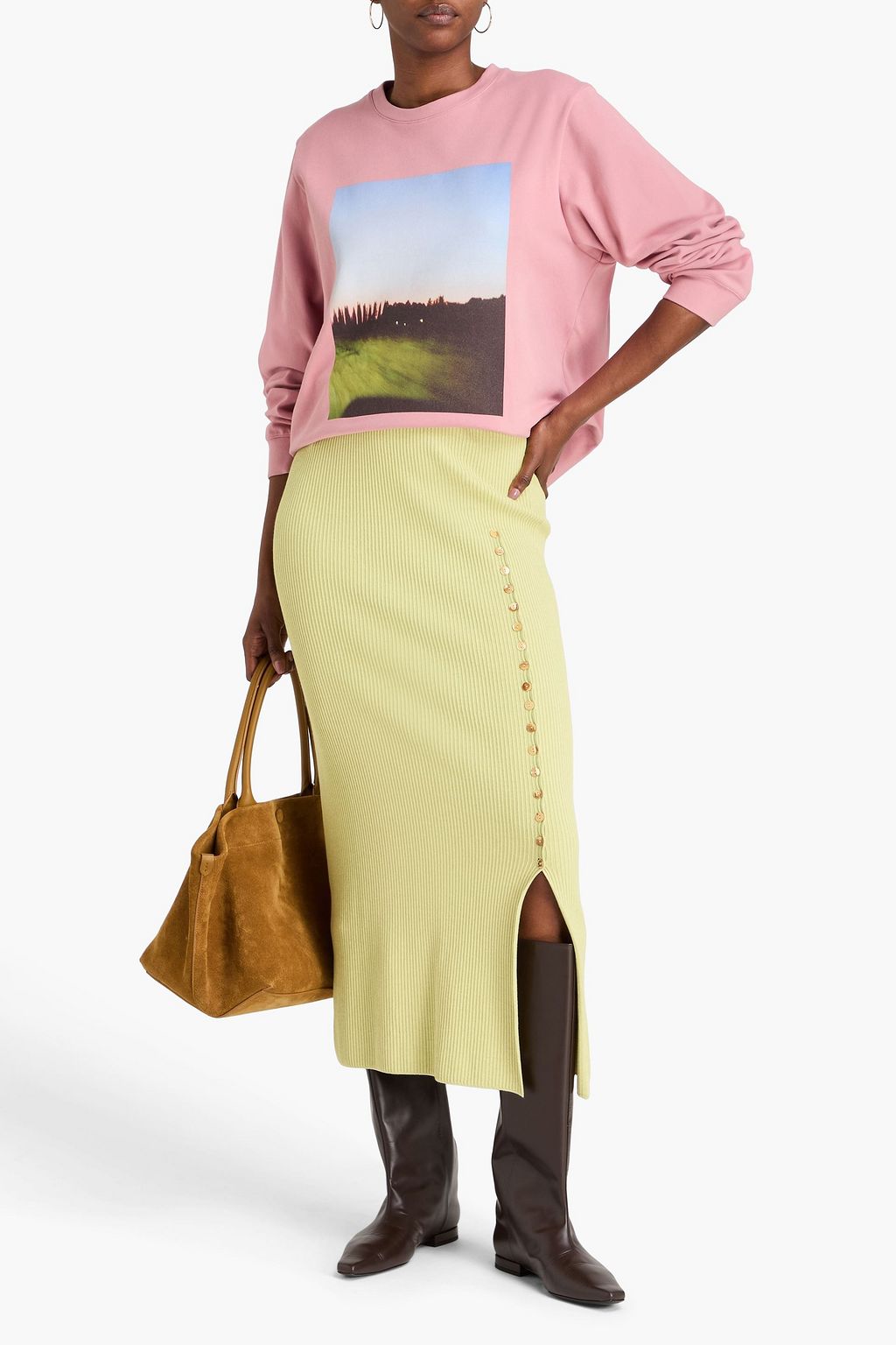 REJINA PYO Ribbed-knit midi skirt