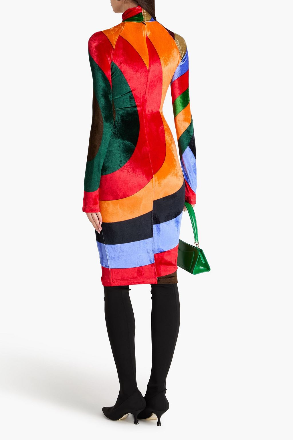 PUCCI فستان بياقة عالية من المخمل المطاط مزين بطبعات