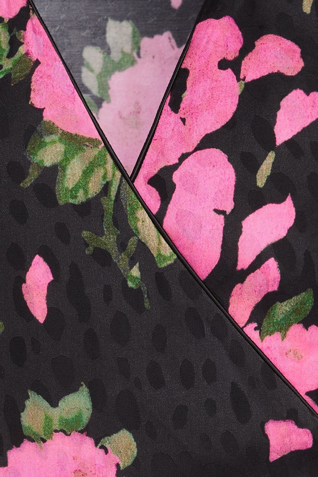 RIXO Floral-print satin-jacquard wrap blouse