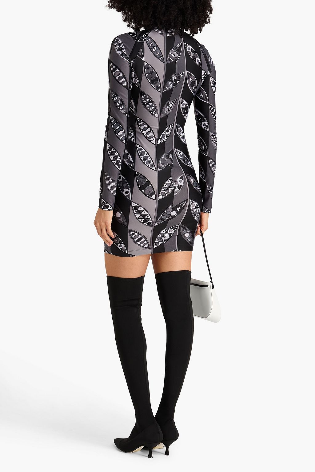 PUCCI فستان قصير بياقة عالية من جيرسي مطاط مزين بطبعات