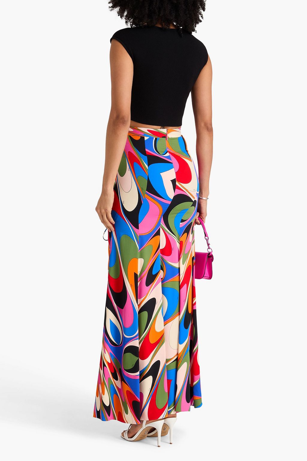 PUCCI تنورة طويلة من الساتان مزينة بطبعات