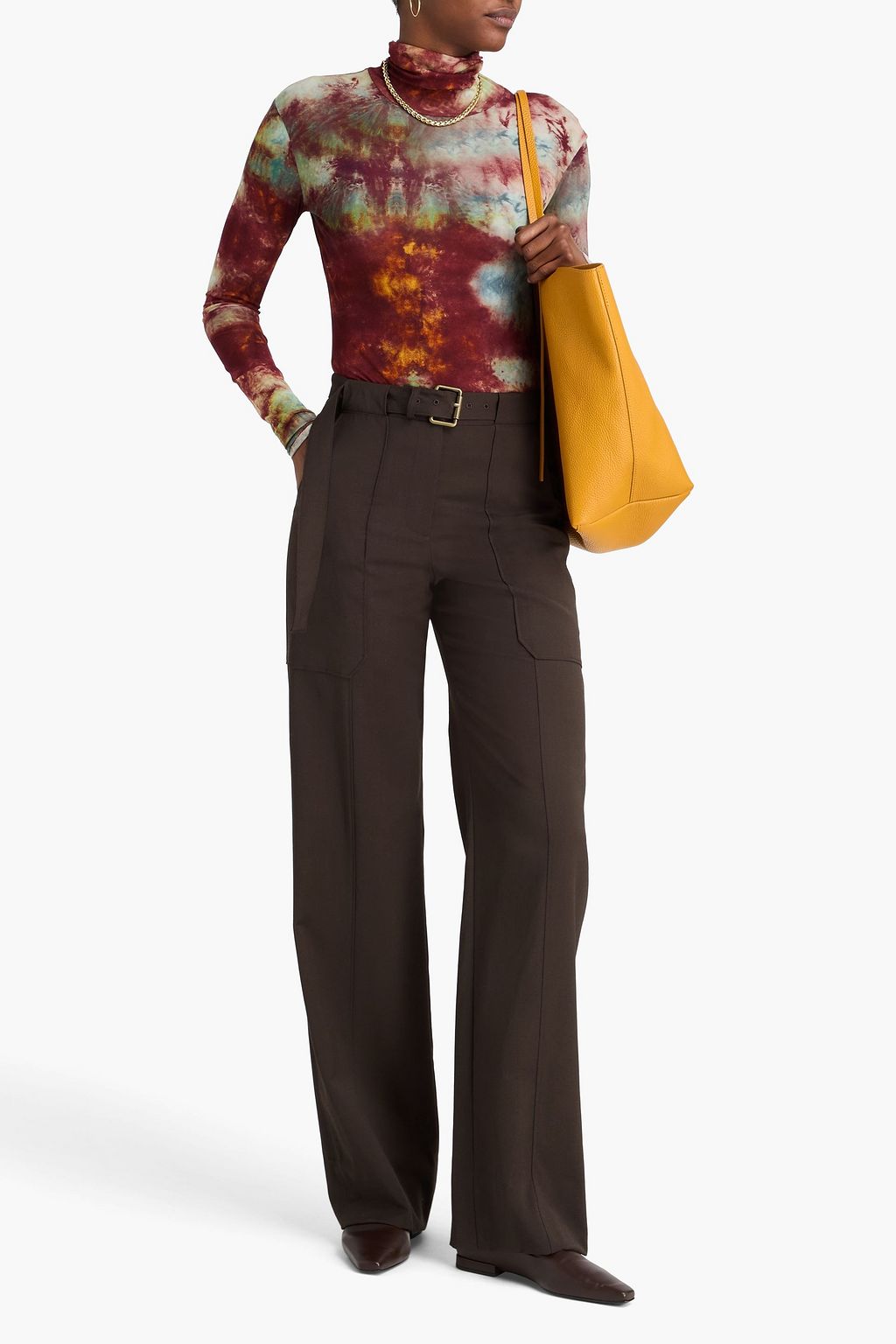 REJINA PYO Andie belted wool-blend straight-leg pants