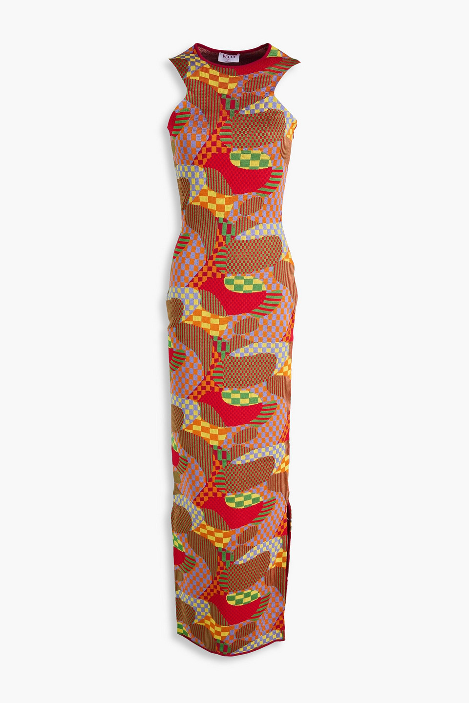 Pucci Intarsia-knit Maxi Dress In Brown