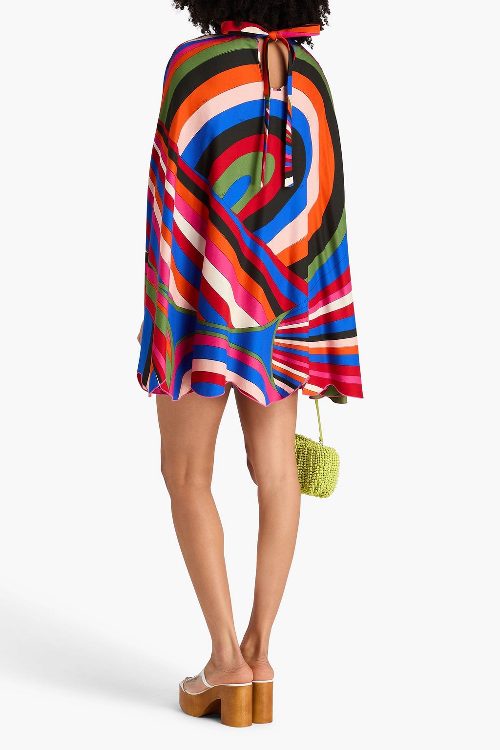 PUCCI فستان قصير من التويل المصنوع من مزيج الكتان مزين بطبعات