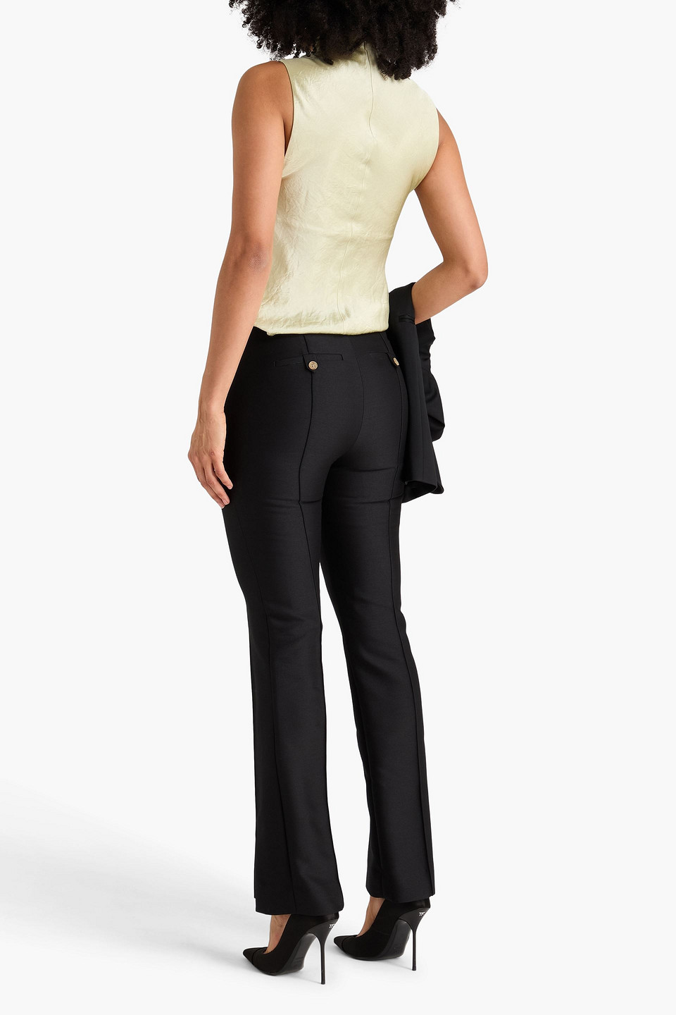  Rejina Pyo - Hose „emery“ Mit Schmalem Bein Aus Twill Aus Einer Woll-seidenmischung - Schwarz - Uk 8 