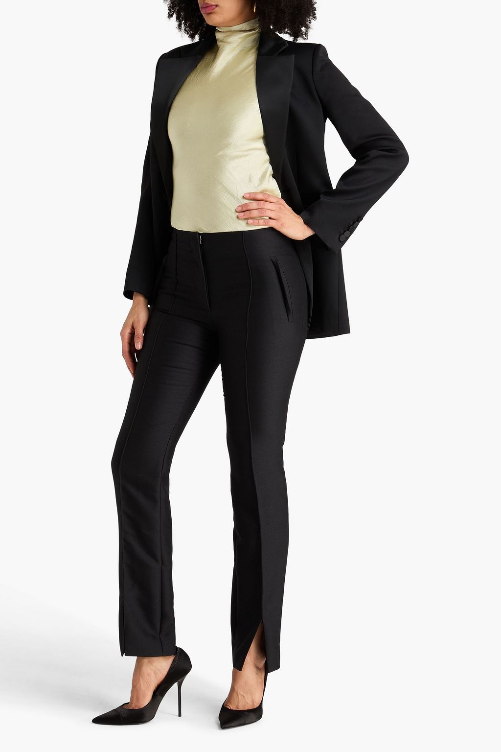 REJINA PYO Emery wool and silk-blend twill slim-leg pants