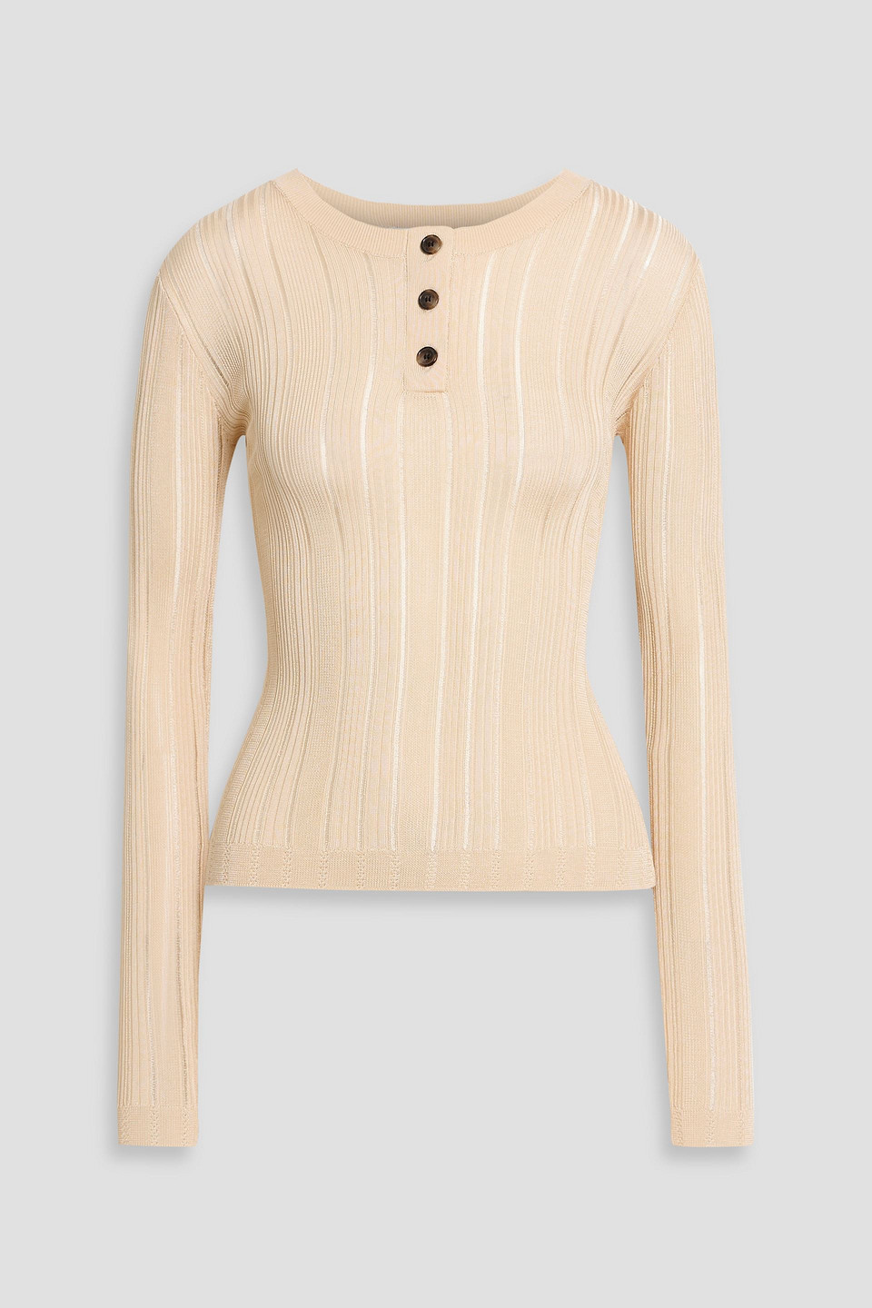 Frame Ribbed-knit Top In Neutral