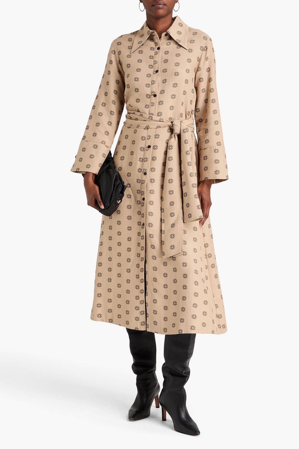 BY MALENE BIRGER فستان متوسط الطول "جيني" على شكل قميص من الجاكار