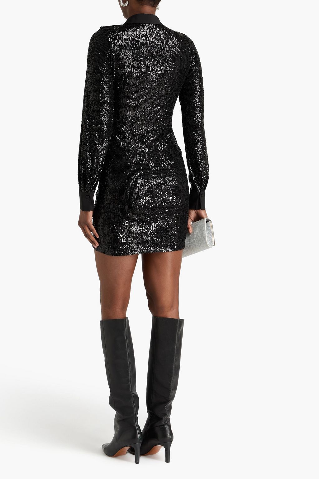 IN THE MOOD FOR LOVE Lina sequined tulle mini shirt dress
