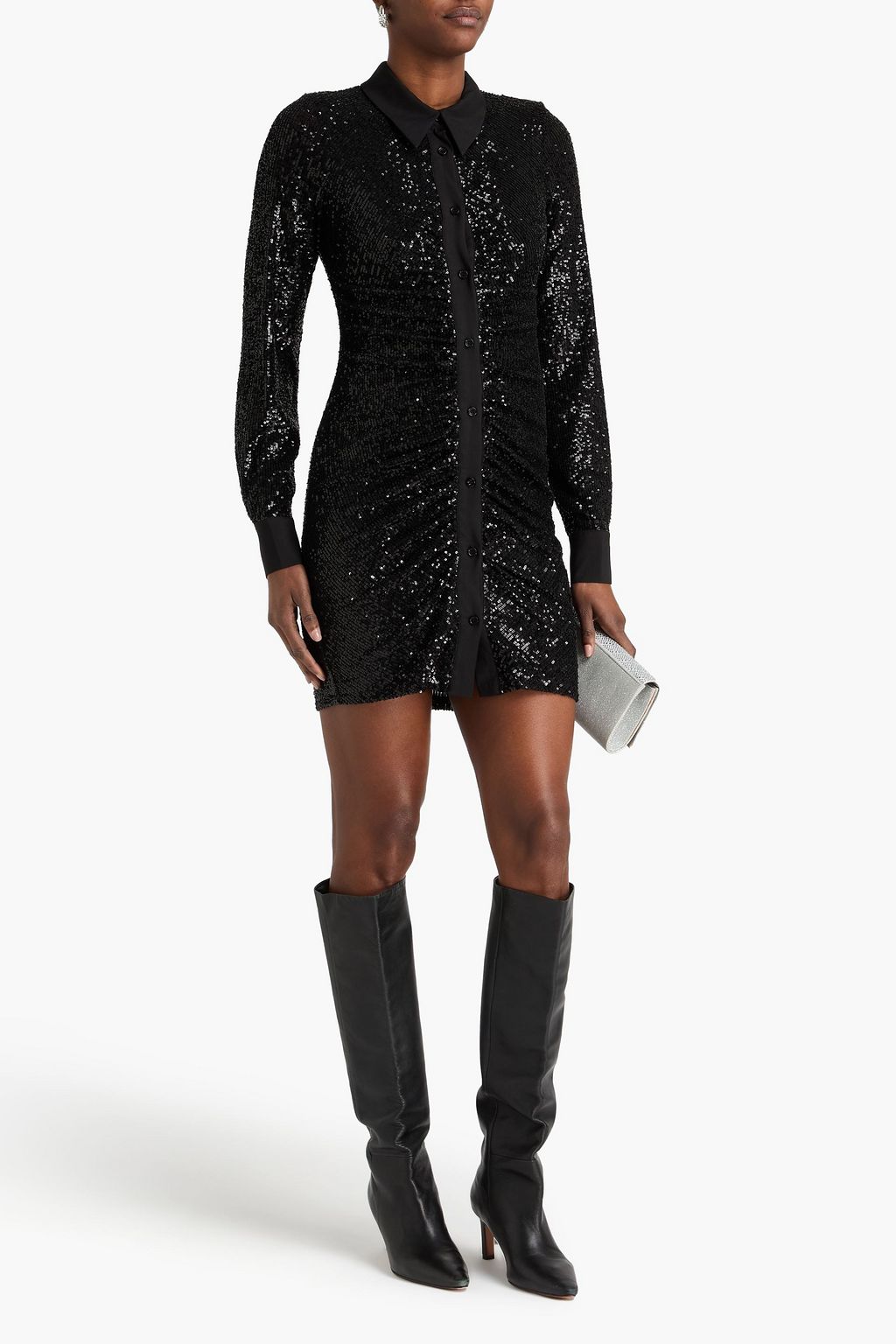 IN THE MOOD FOR LOVE Lina sequined tulle mini shirt dress