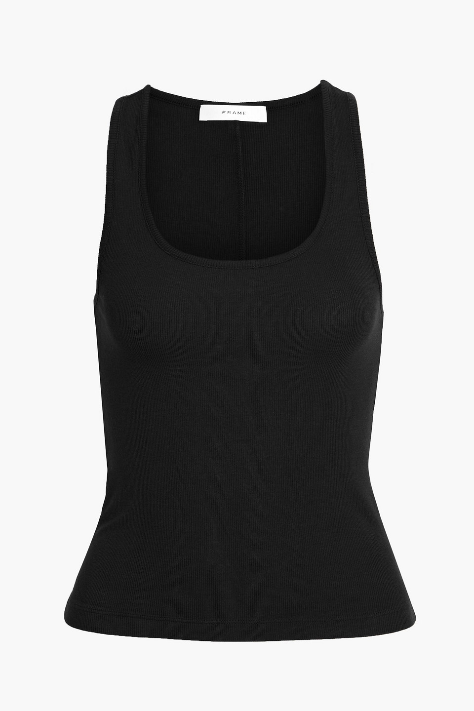 Frame Ribbed Stretch-modal Tank In Black