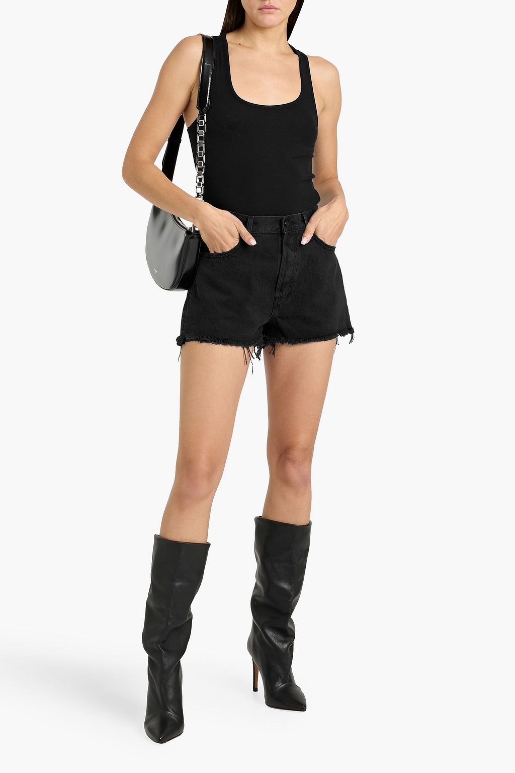 FRAME Ribbed stretch-modal tank