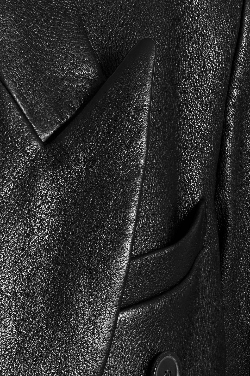 Frame Double-breasted Leather Coat In Black