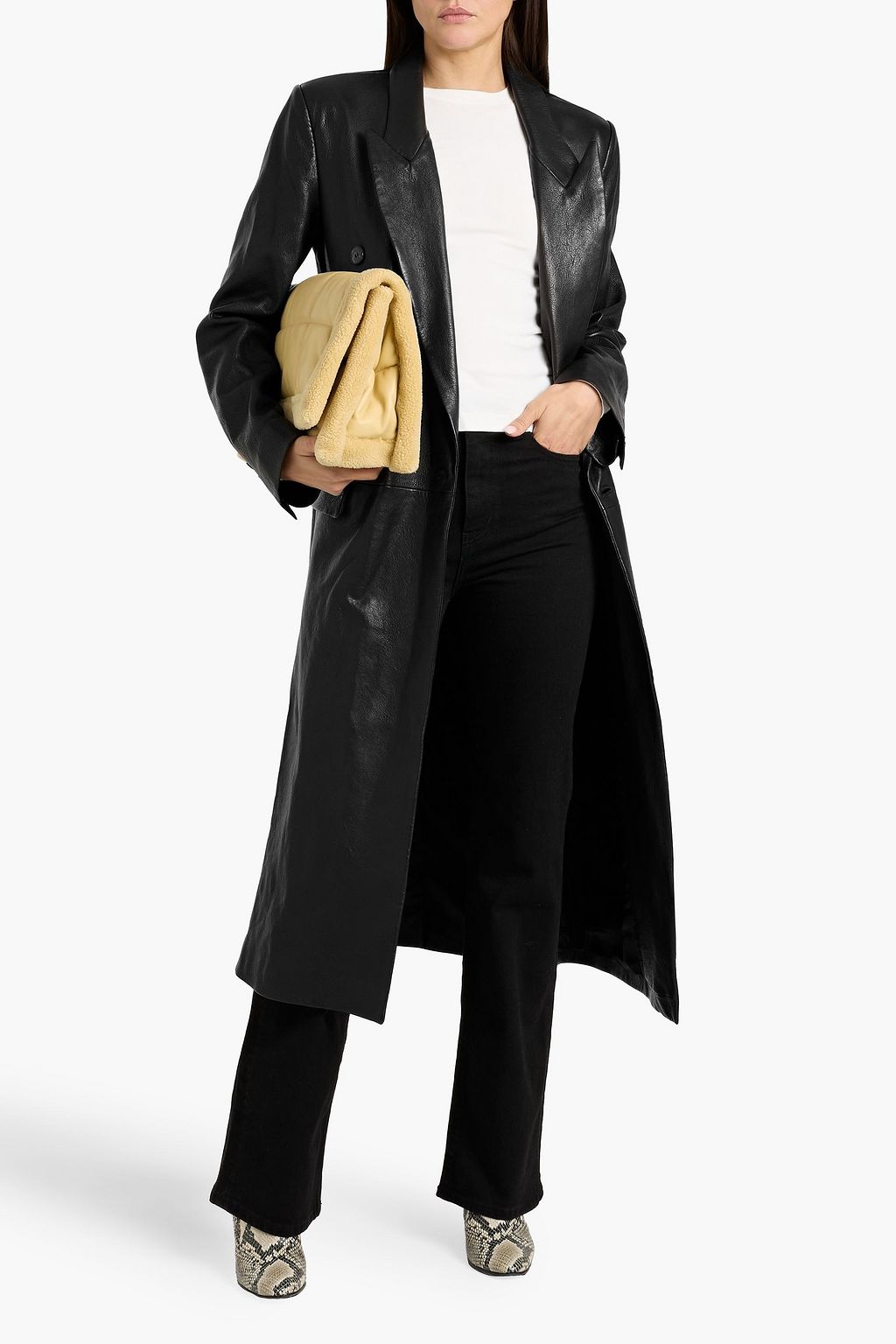 FRAME Double-breasted leather coat