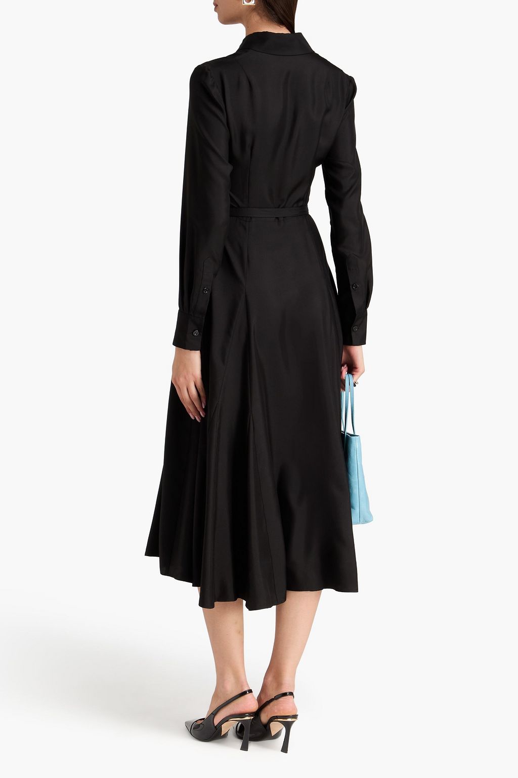 EMILIA WICKSTEAD Belted silk-twill midi shirt dress