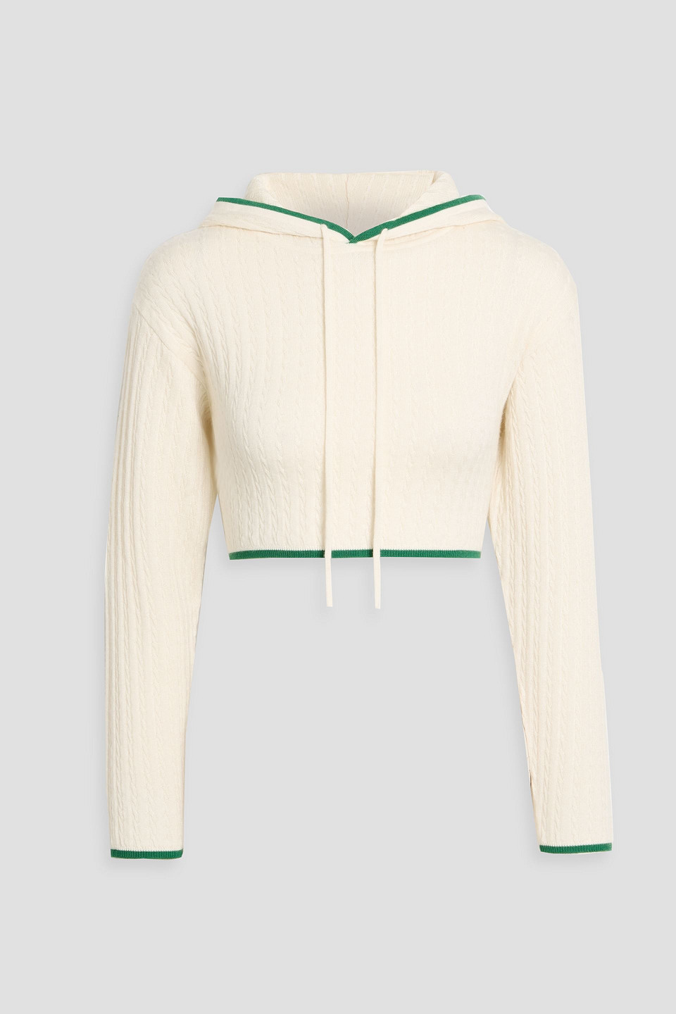 Frame Cropped Cable-knit Cashmere And Silk-blend Hoodie In White
