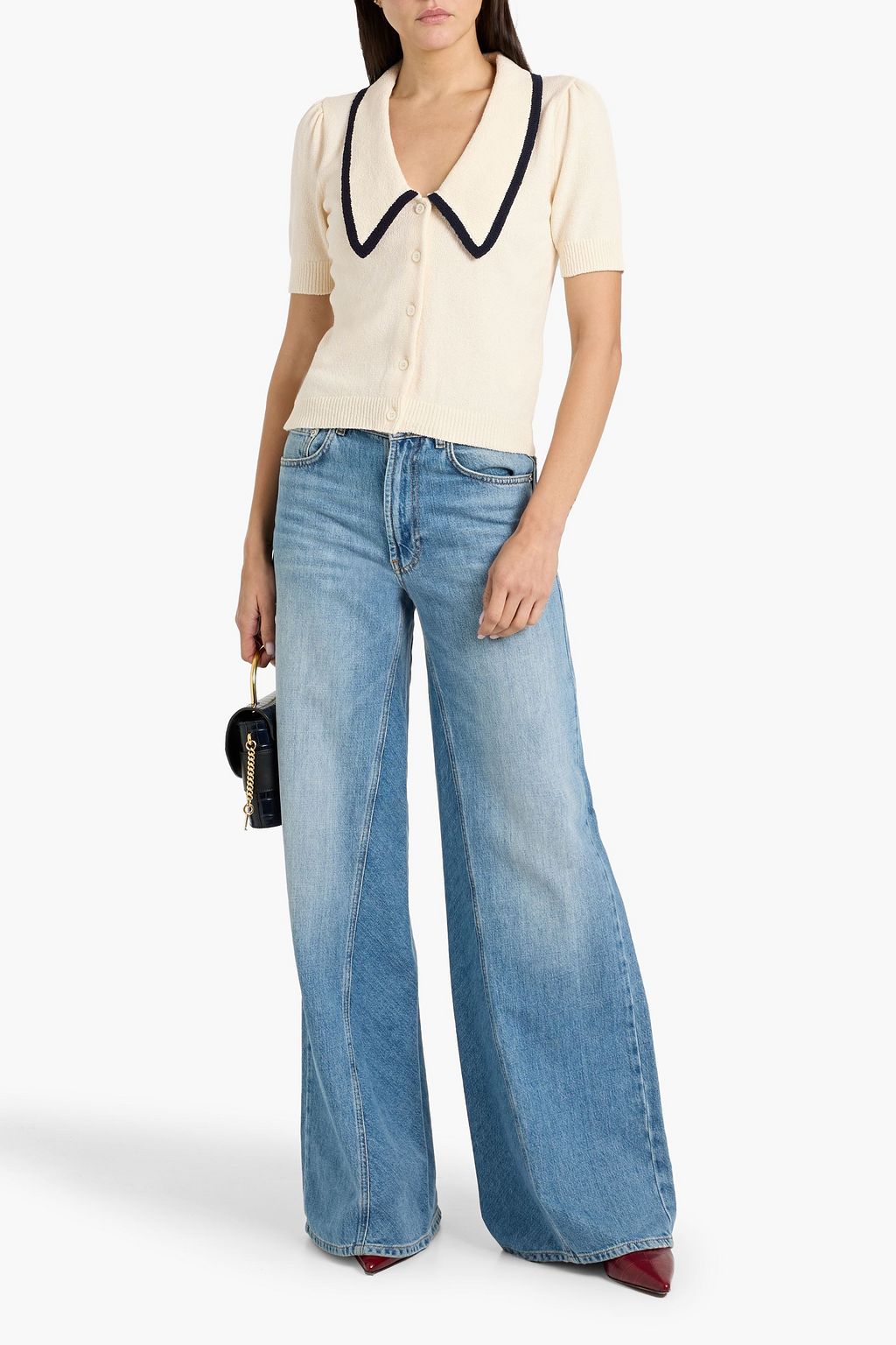 FRAME The Sailor cotton-blend polo sweater