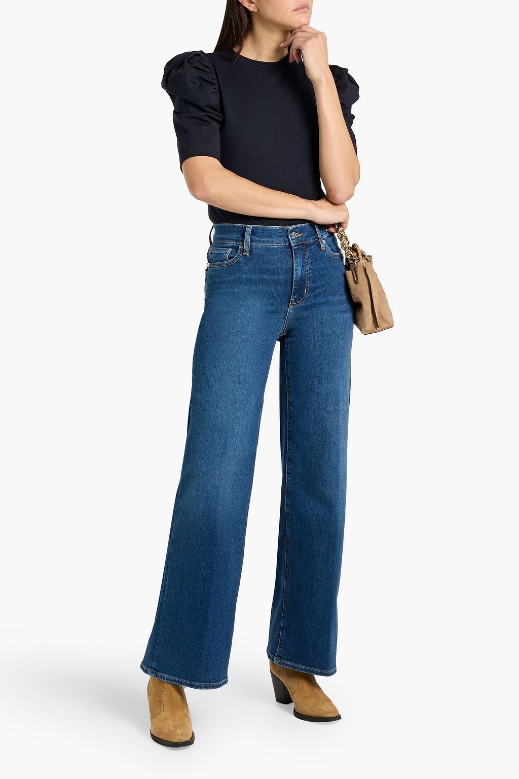 FRAME Le Slim Palazzo high-rise wide-leg jeans
