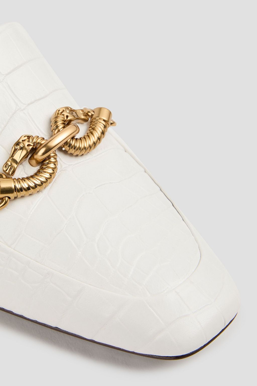 TORY BURCH Jessa embellished croc-effect leather loafers