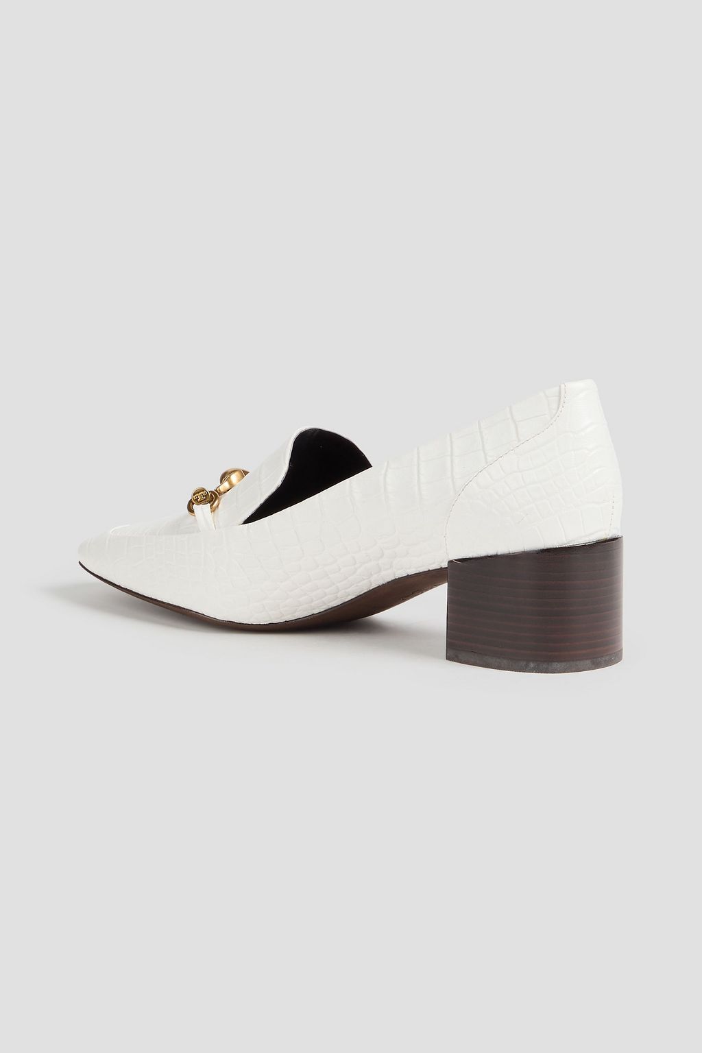 TORY BURCH Jessa embellished croc-effect leather loafers