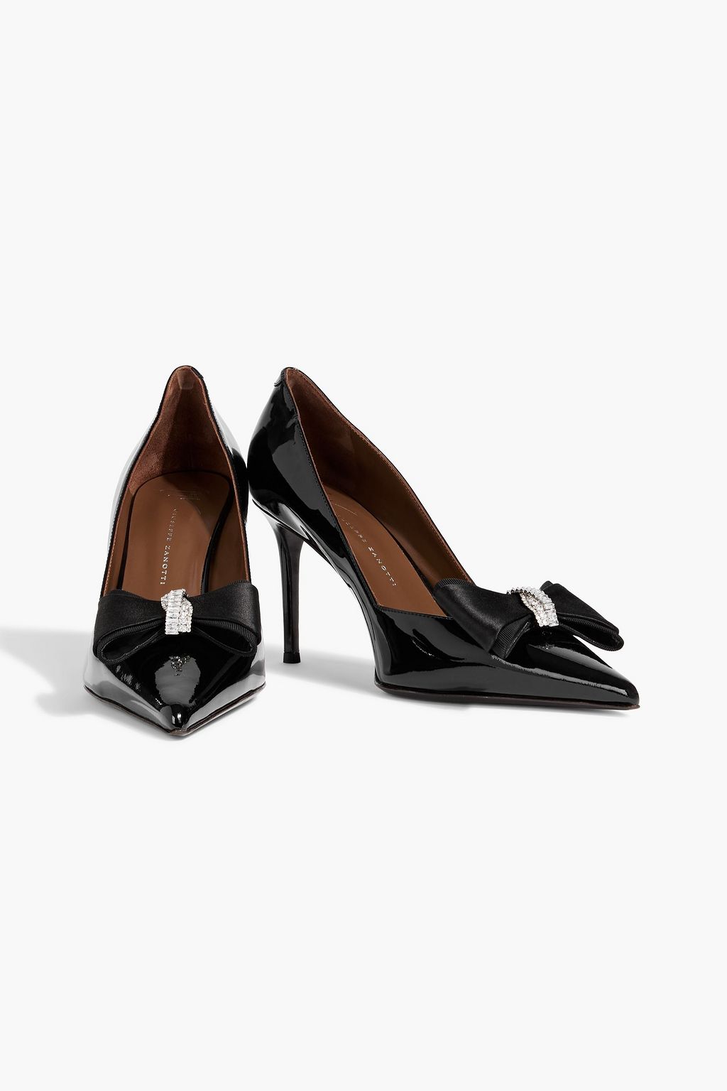 GIUSEPPE ZANOTTI Raquel 85 bow-detailed patent-leather pumps