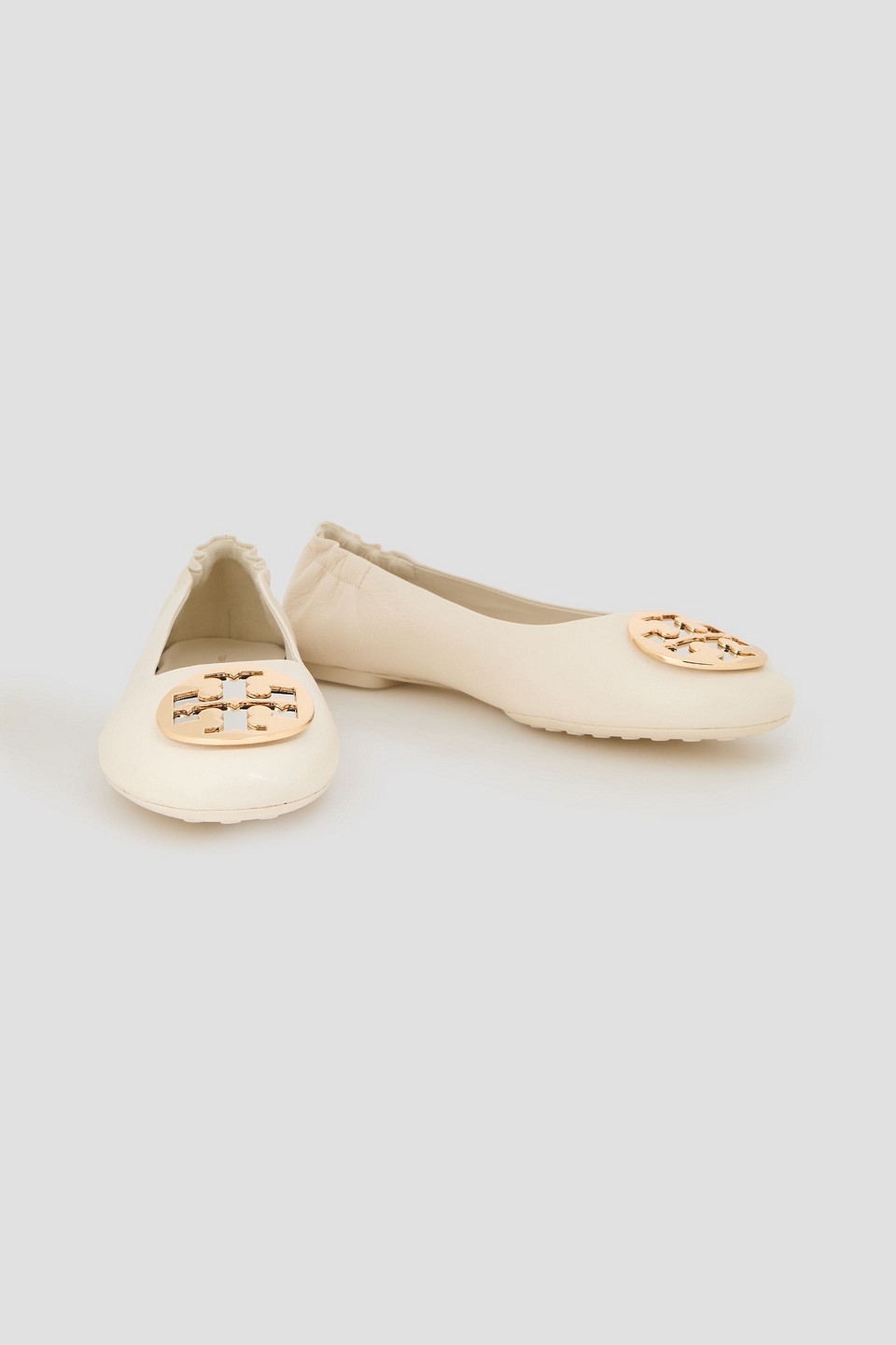  Tory Burch - Claire Embellished Textured-leather Ballet Flats - White - Us 5 