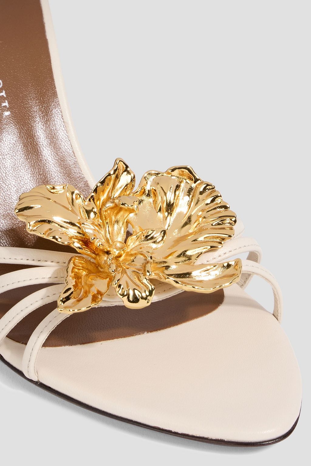 GIUSEPPE ZANOTTI Orchid floral-appliquéd leather mules