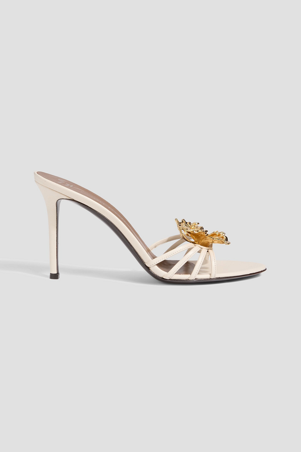 Giuseppe Zanotti Orchid Floral-appliquéd Leather Mules In Neutral
