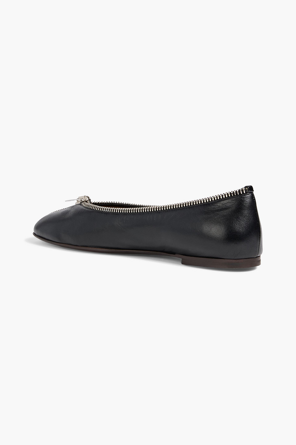 Giuseppe Zanotti Amanda Zip-detailed Leather Ballet Flats In Black