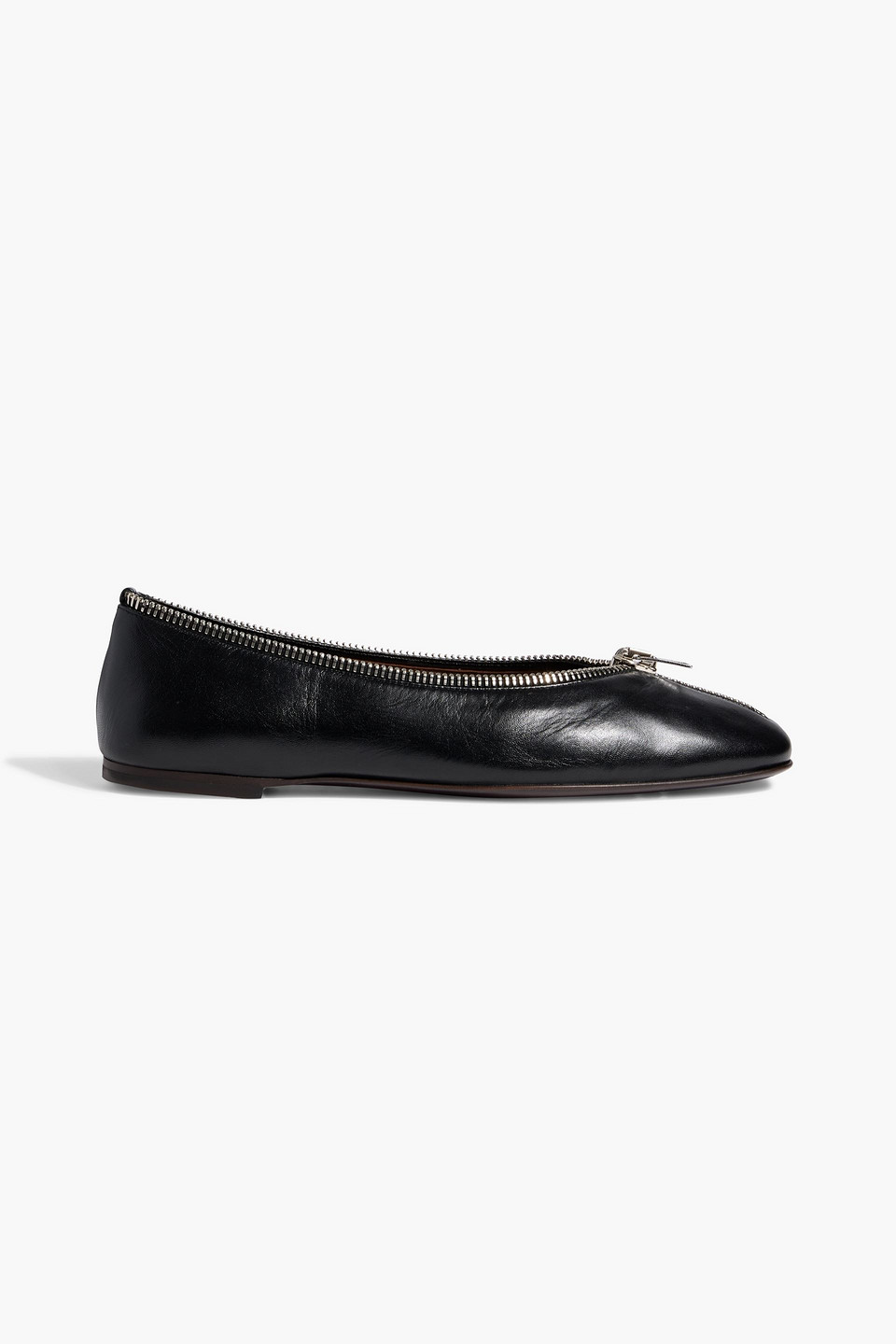 Giuseppe Zanotti Amanda Zip-detailed Leather Ballet Flats In Black