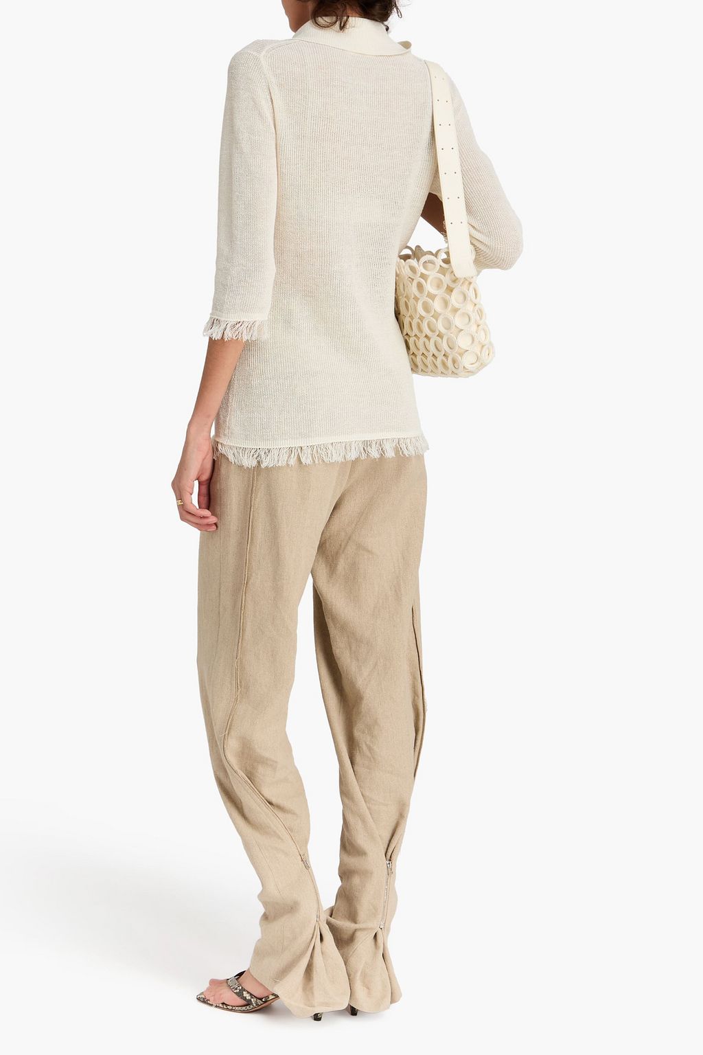 BY MALENE BIRGER بلوزة "دريلو" من مزيج الكتّان مزين بشرّابات