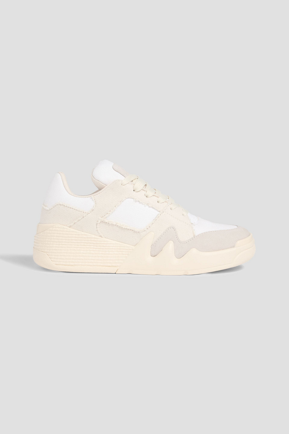 giuseppe zanotti - talon canvas and suede sneakers - white - eu 35