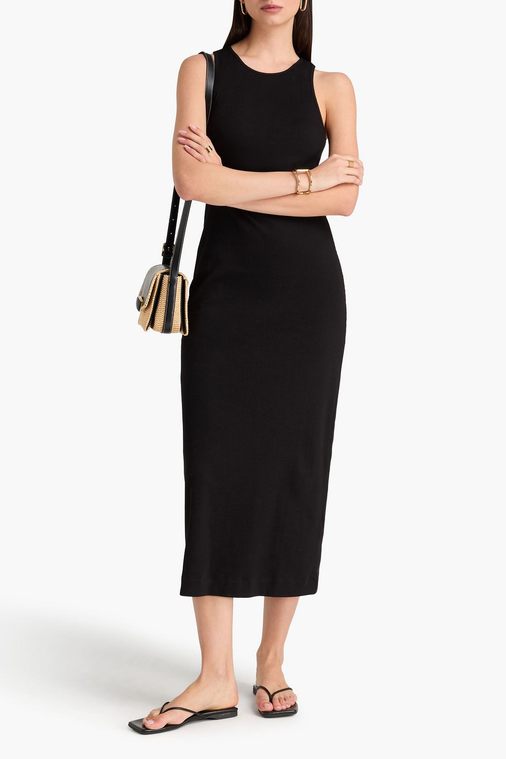 BY MALENE BIRGER فستان متوسط الطول من قطن جيرسي مطاطي بتصميم مضلّع