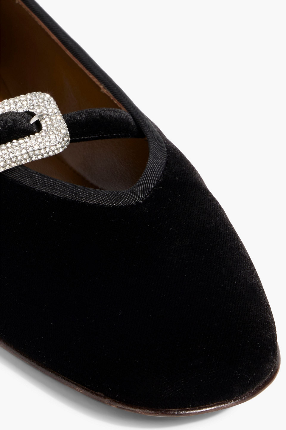 Giuseppe Zanotti Georgia Buckle Crystal-embellished Velvet Mary Jane Flats In Black