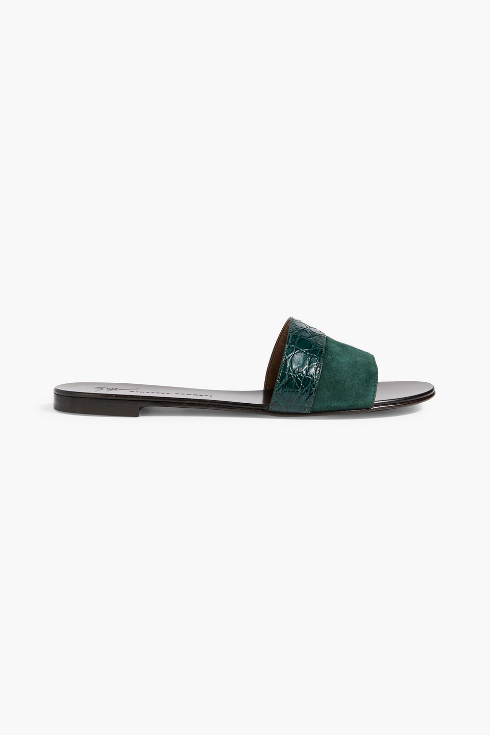 Giuseppe Zanotti Roose Croc-effect Leather And Suede Slides In Green