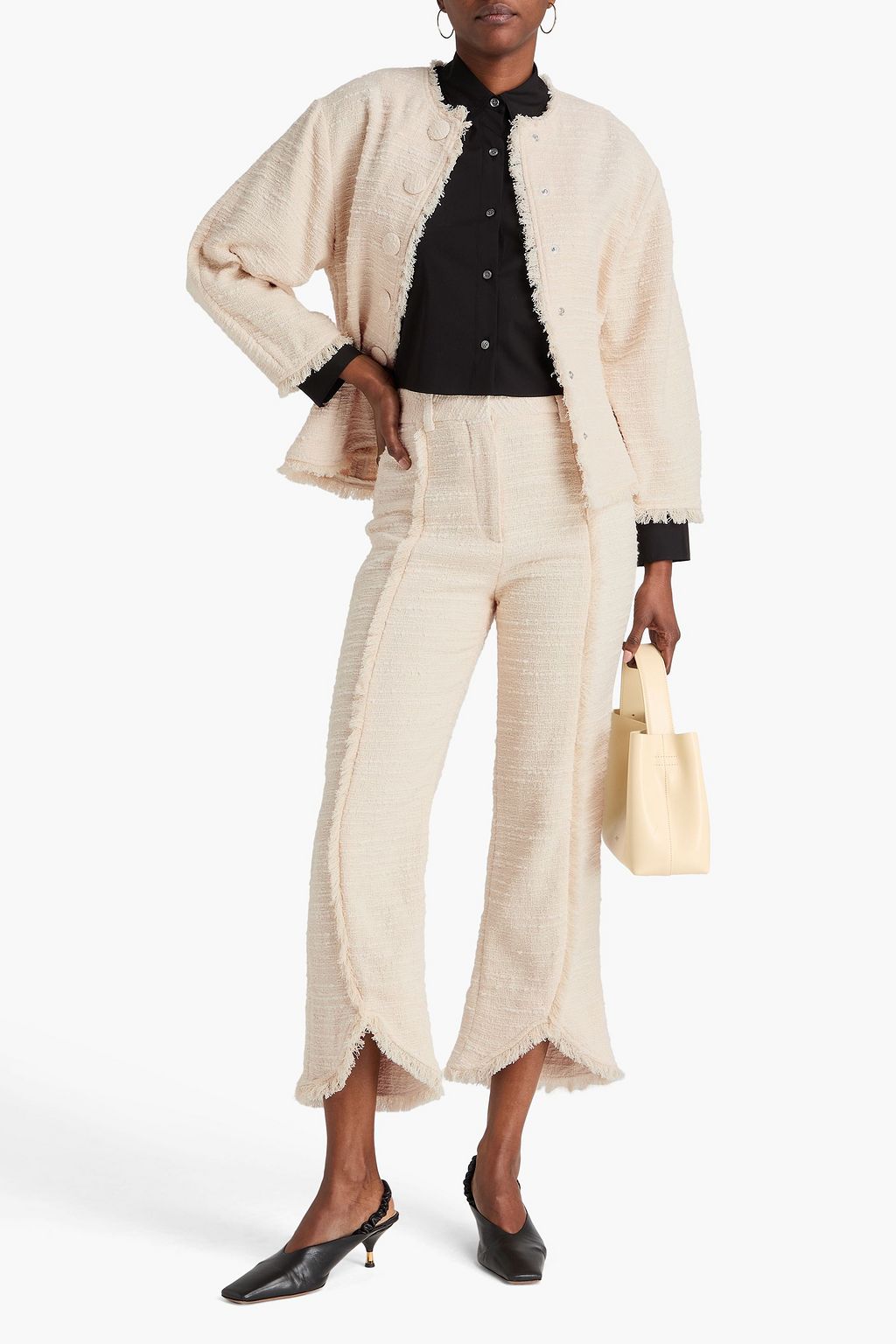 BY MALENE BIRGER Cropped Schlaghose „Naihas“ aus Tweed aus einer Baumwollmischung