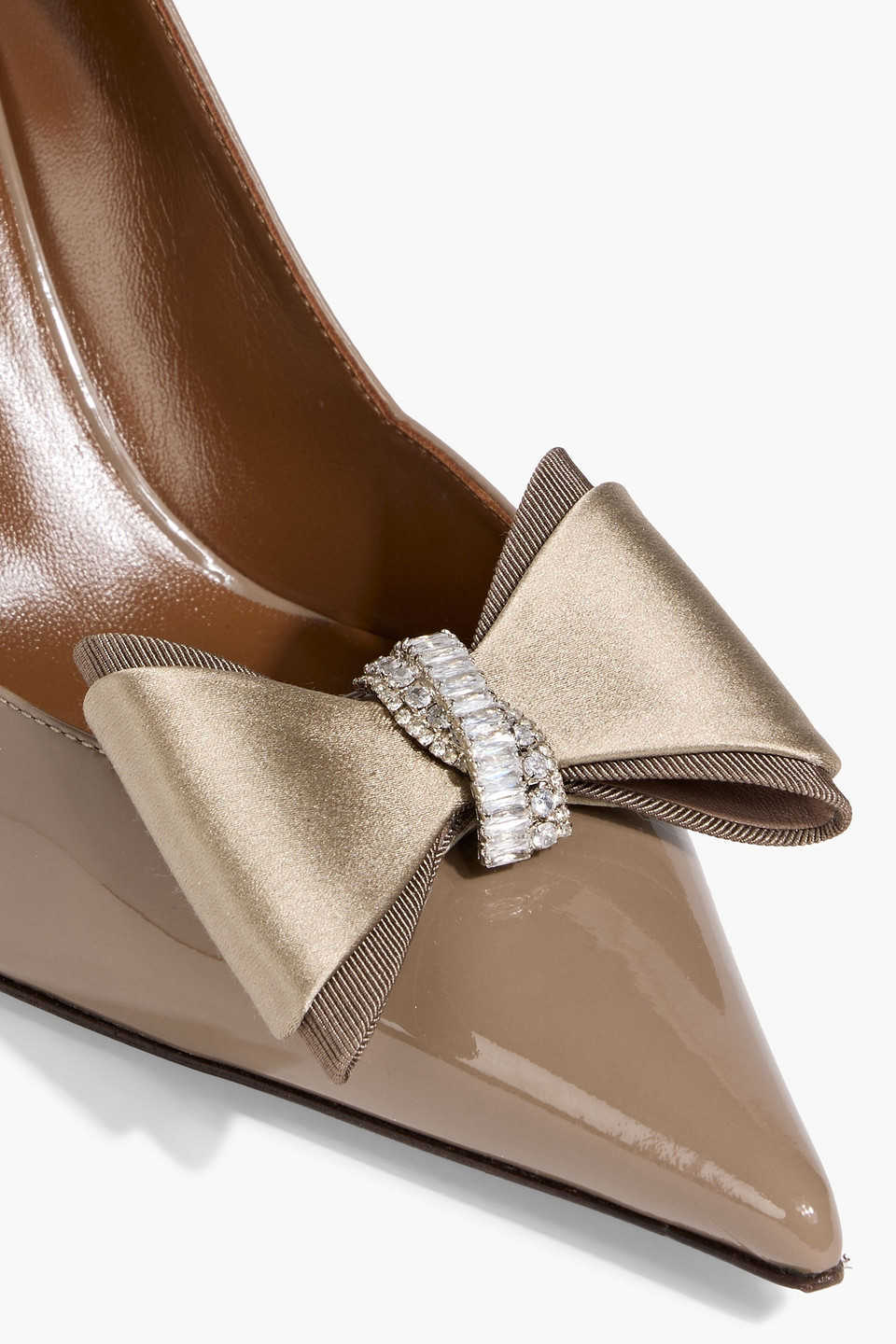 Giuseppe Zanotti Raquel 85 Bow-detailed Patent-leather Pumps In Brown