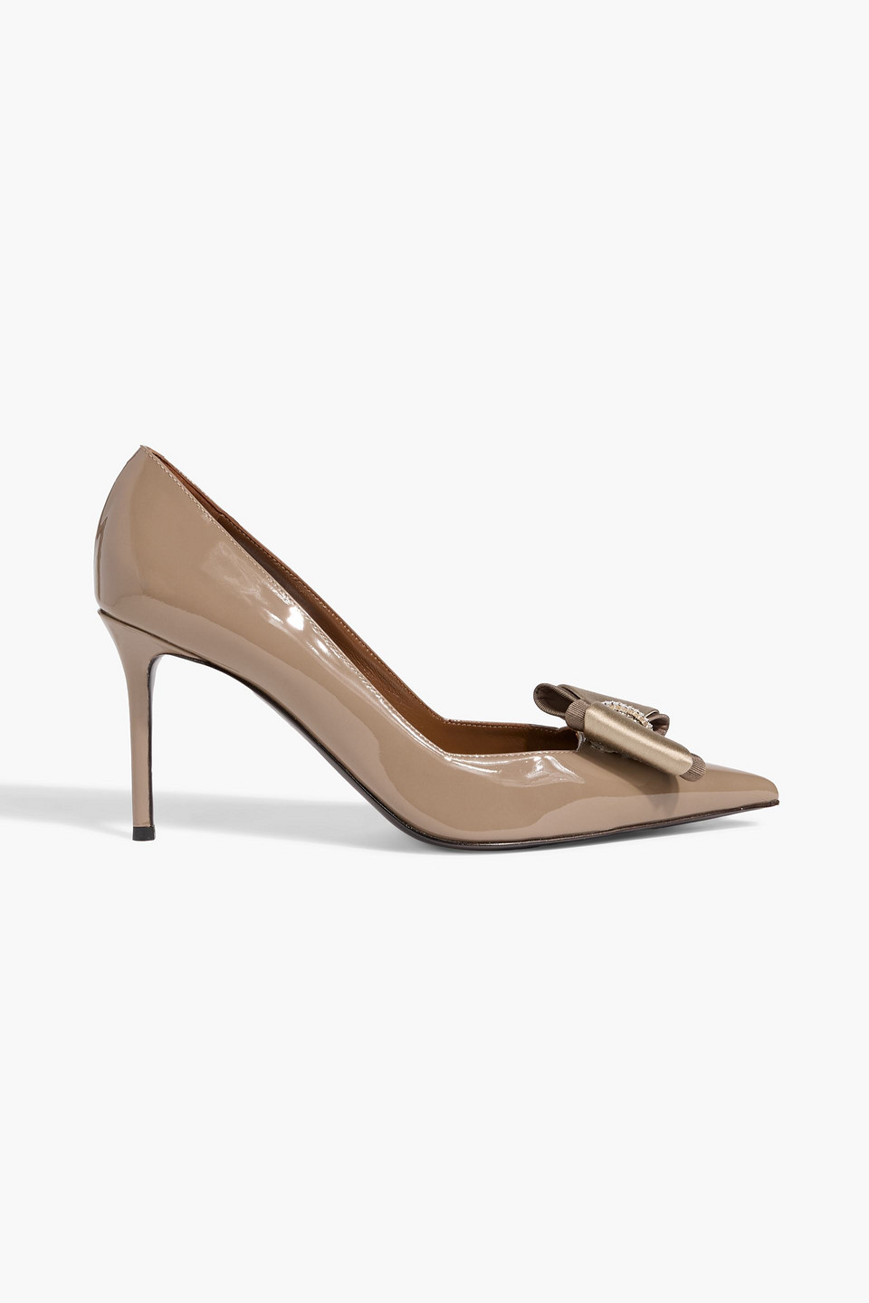 Giuseppe Zanotti Raquel 85 Bow-detailed Patent-leather Pumps In Brown