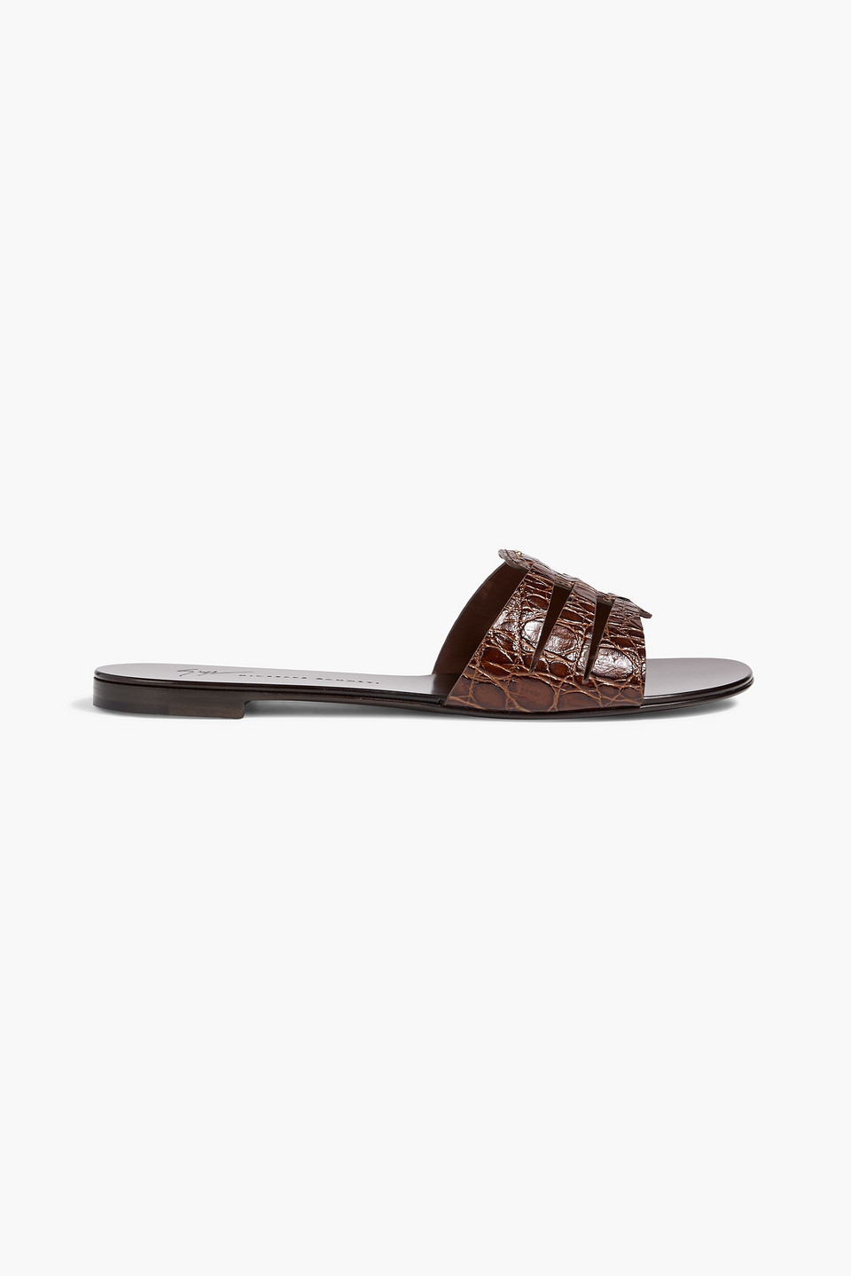 Giuseppe Zanotti Morpheus Croc-effect Leather Slides In Brown