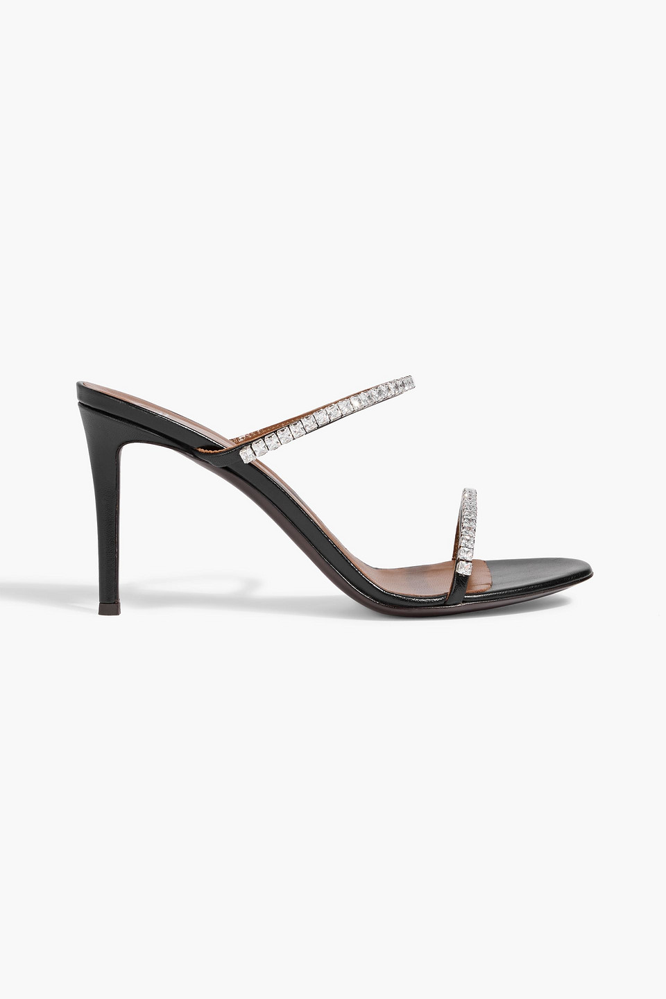 Giuseppe Zanotti 85 Crystal-embellished Leather Mules In Black