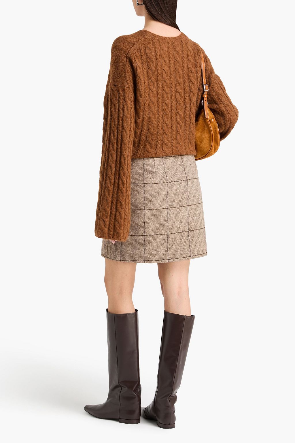 BY MALENE BIRGER تنورة قصيرة "فيستلينج" من التويد المصنوع من مزيج الصوف بنقشة مربعات