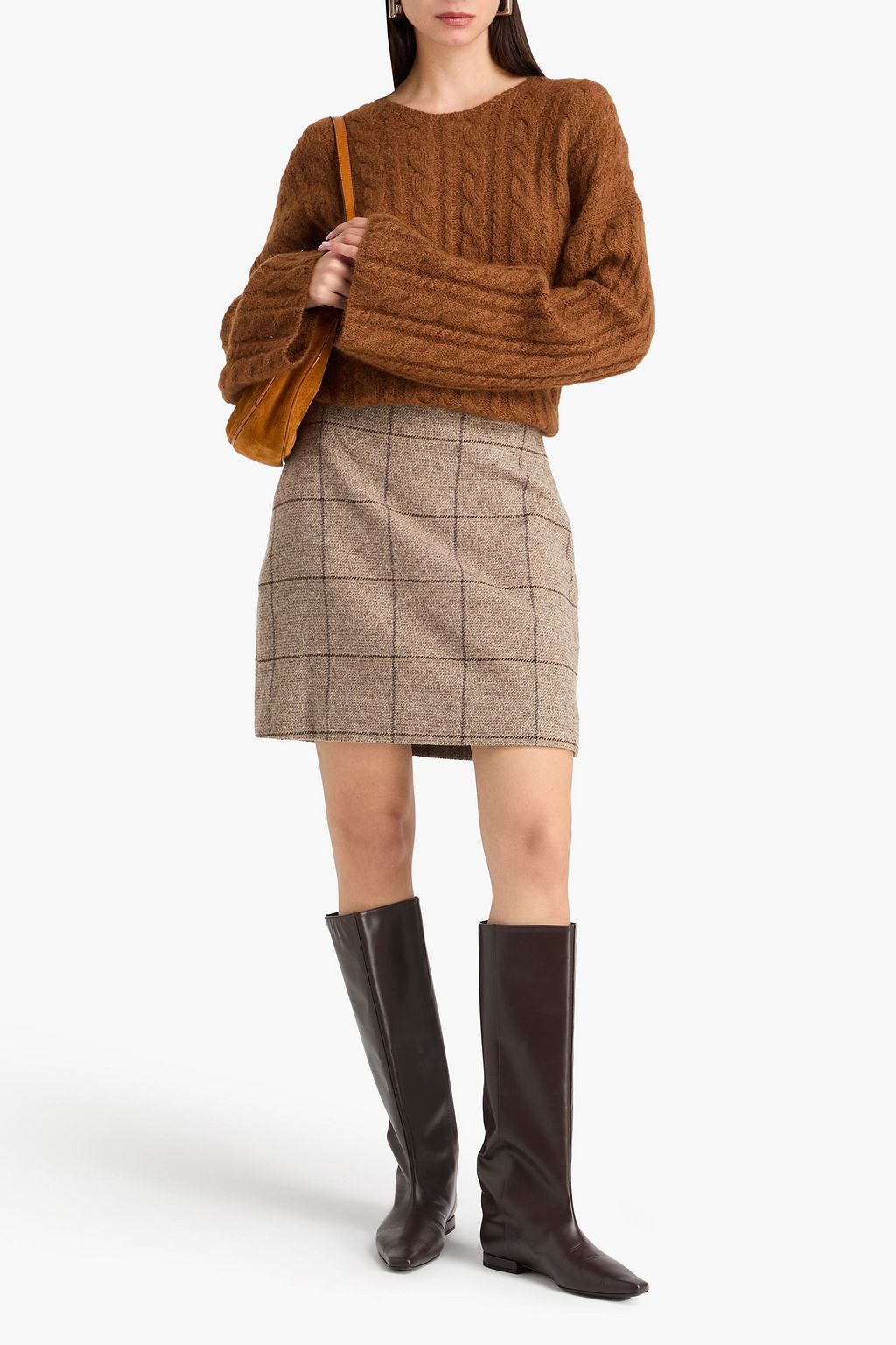 BY MALENE BIRGER تنورة قصيرة "فيستلينج" من التويد المصنوع من مزيج الصوف بنقشة مربعات