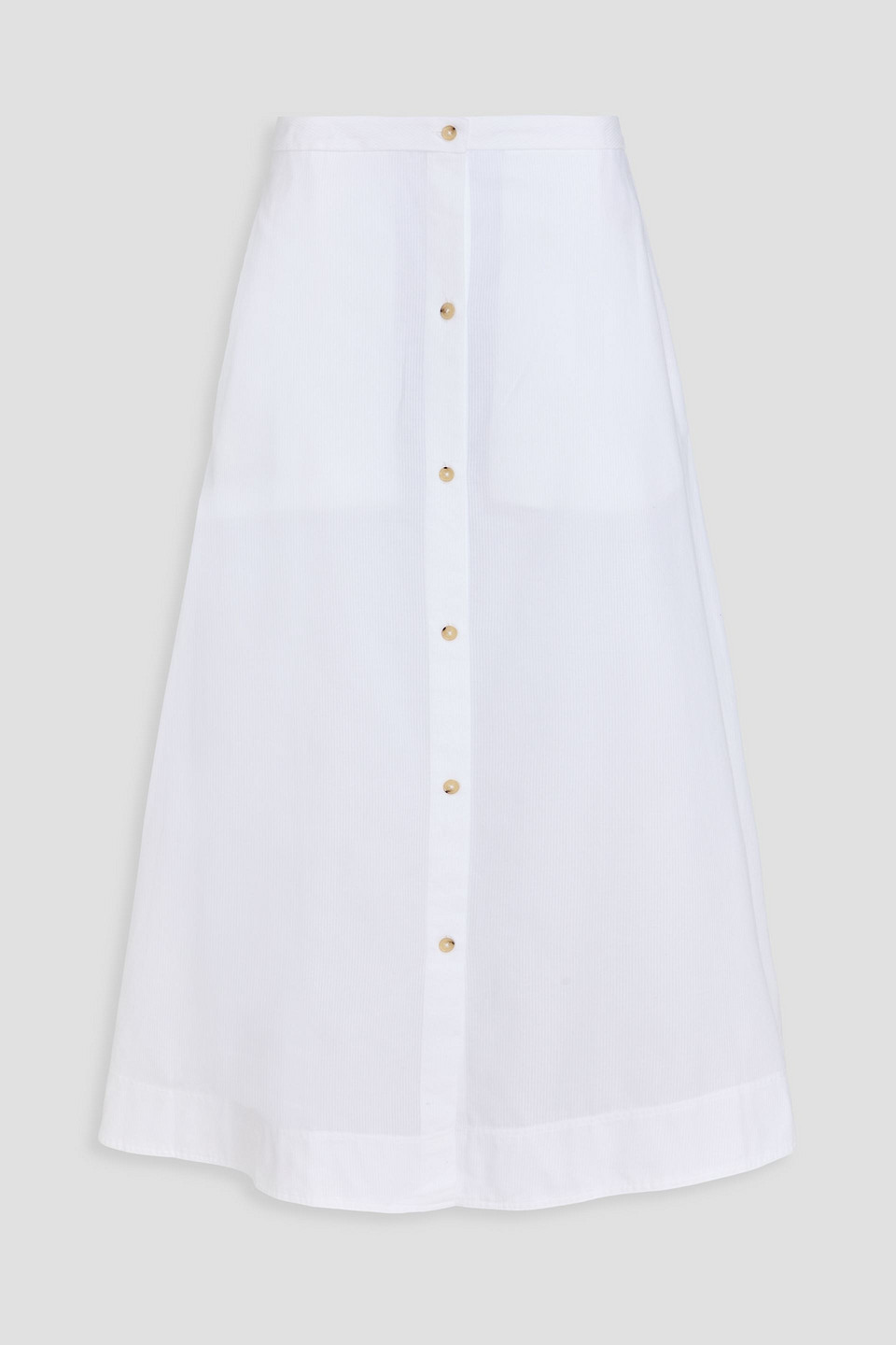 Totême Striped Cotton-jacquard Midi Skirt In White