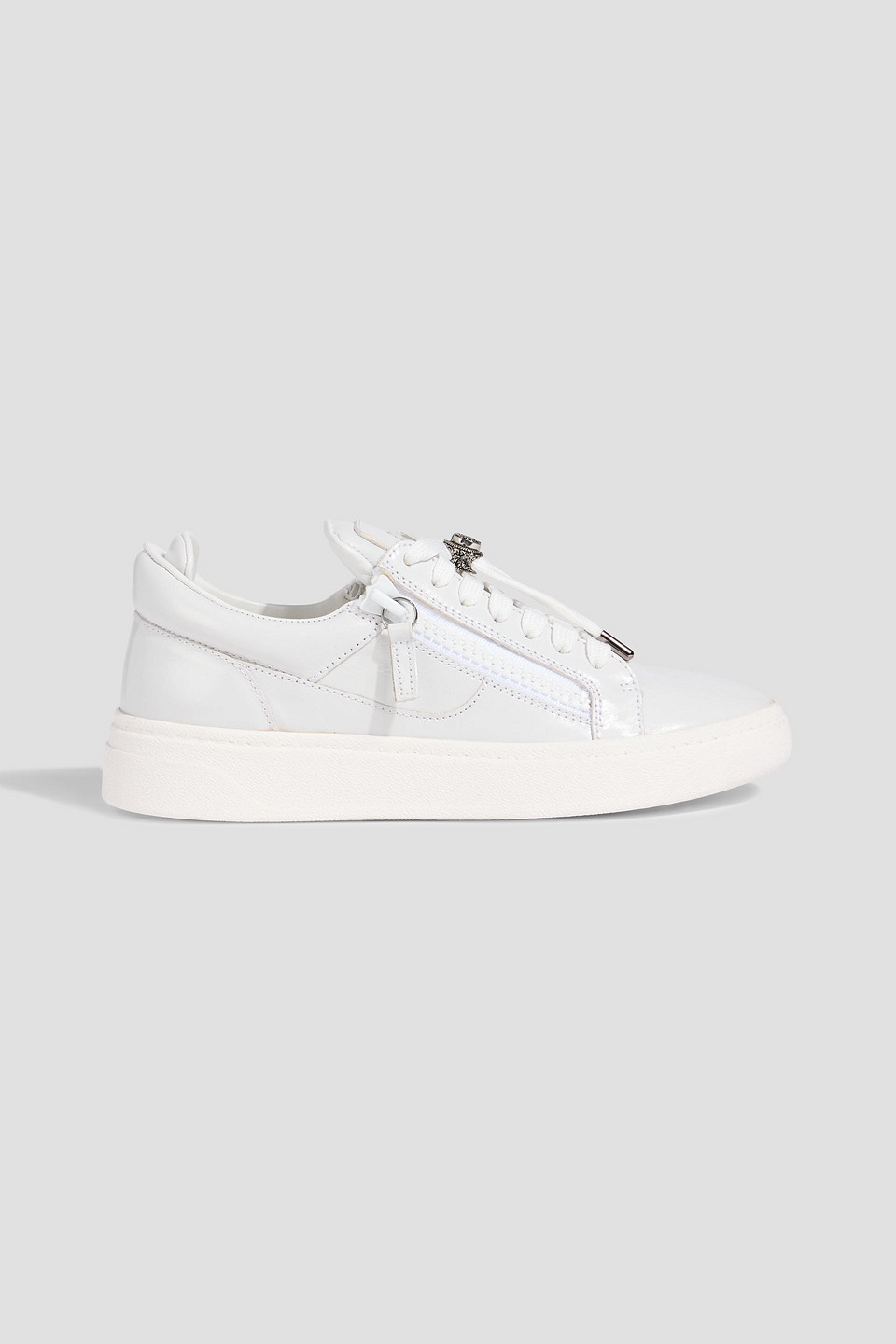 giuseppe zanotti - frankie embellished leather sneakers - white - eu 36