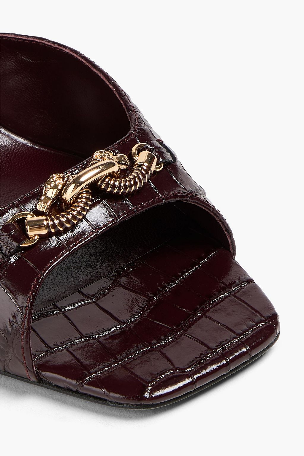 TORY BURCH Jessa embellished croc-effect leather wedge sandals