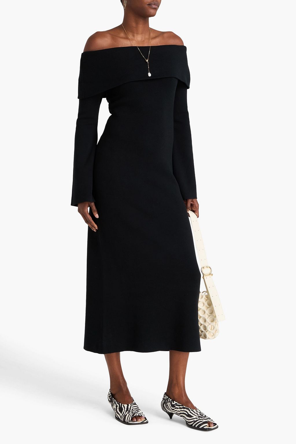 BY MALENE BIRGER فستان متوسط الطول "بيني" من مزيج لايوسيل تنسل™ بتصميم مكشوف الكتفين