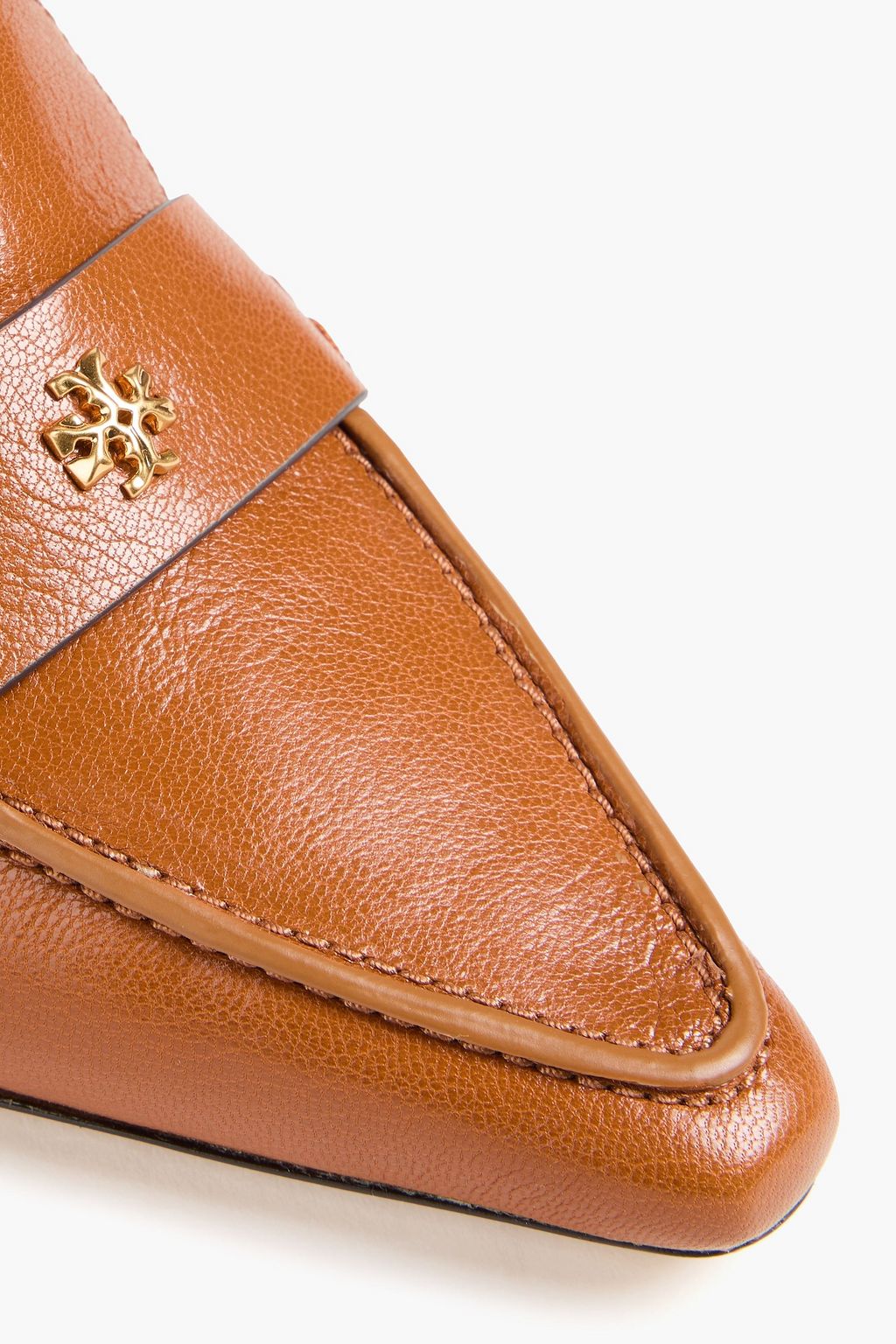 TORY BURCH Embellished leather slingback loafers