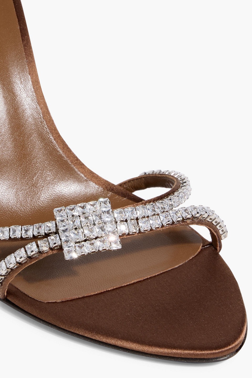 Giuseppe Zanotti Eliothere 90 Crystal-embellished Satin Mules In Brown